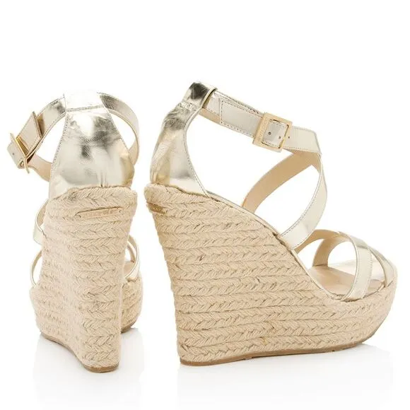 Jimmy Choo Metallic Leather Wedges - Size 9 / 39