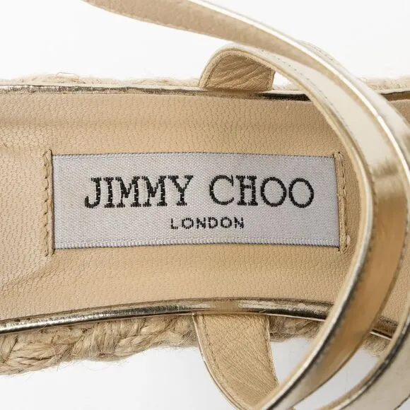 Jimmy Choo Metallic Leather Wedges - Size 9 / 39
