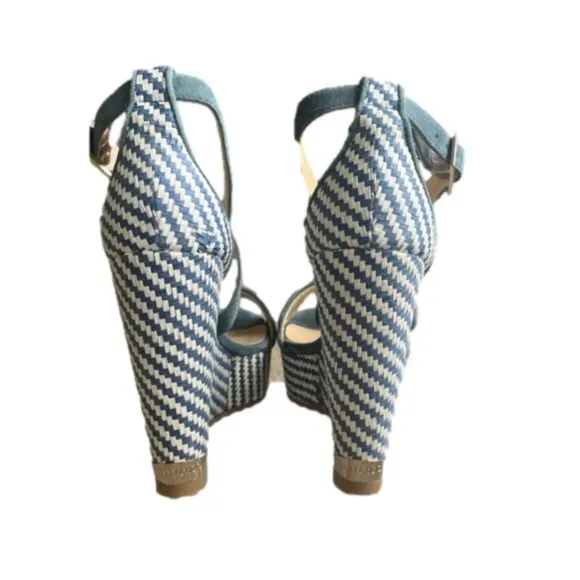 Jimmy Choo Portia 120 Raffia Wedge Sandals Authentic