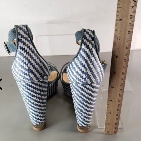 Jimmy Choo Portia 120 Raffia Wedge Sandals Authentic
