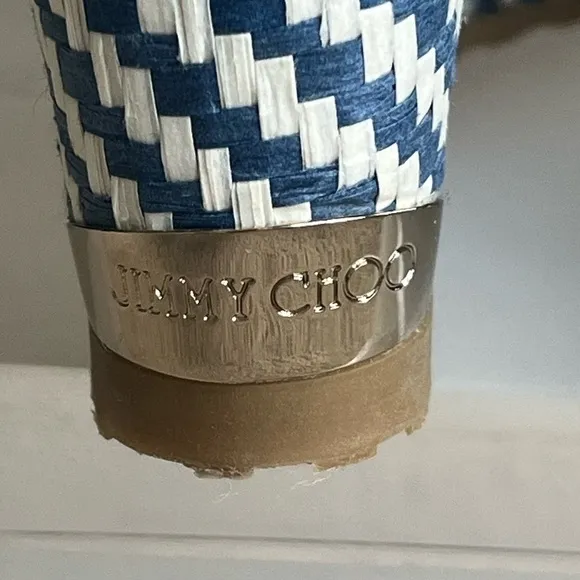 Jimmy Choo Portia 120 Raffia Wedge Sandals Authentic