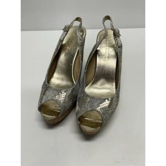 Jimmy Choo Praise Slingback Wedge Sandals Size 10 Orig $600 Shoes