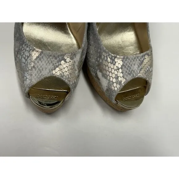 Jimmy Choo Praise Slingback Wedge Sandals Size 10 Orig $600 Shoes