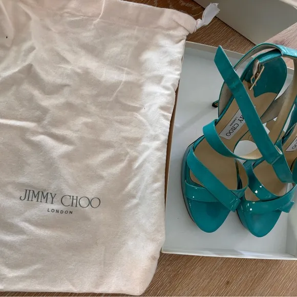 JIMMY CHOO TURQUOISE VAMP SANDAL