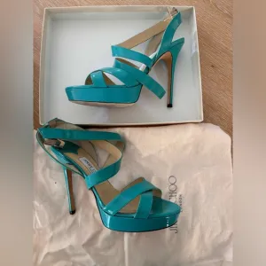 JIMMY CHOO TURQUOISE VAMP SANDAL