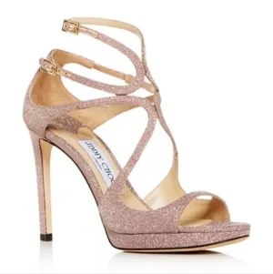 Jimmy Choo Women's Lance 100 Strappy High-Heel Platform Sandals Pink sz 39