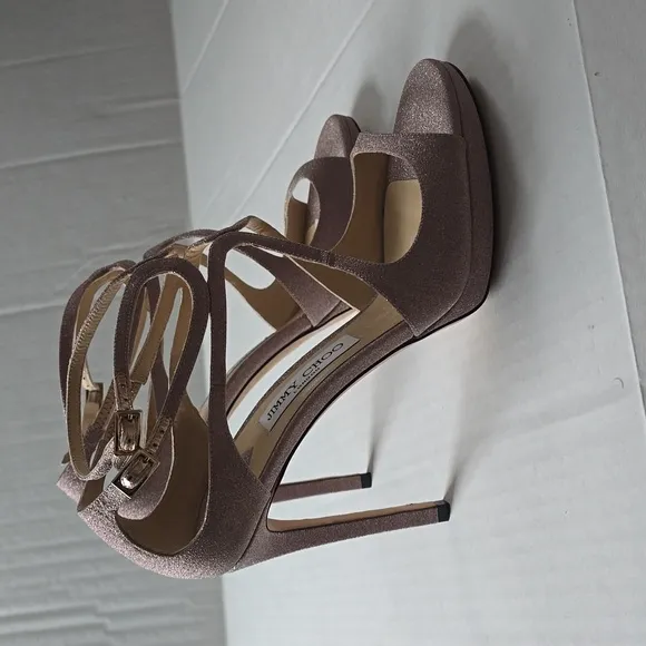 Jimmy Choo Women's Lance 100 Strappy High-Heel Platform Sandals Pink sz 39