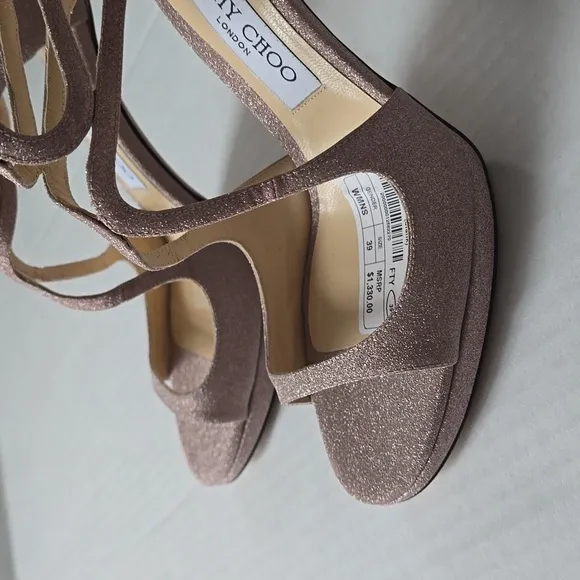 Jimmy Choo Women's Lance 100 Strappy High-Heel Platform Sandals Pink sz 39