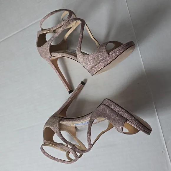 Jimmy Choo Women's Lance 100 Strappy High-Heel Platform Sandals Pink sz 39