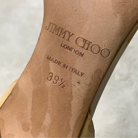 Jimmy Choo Women's Tan Nude Cream Leather Peep Toe Pump Heels Shoes Size 39.5
