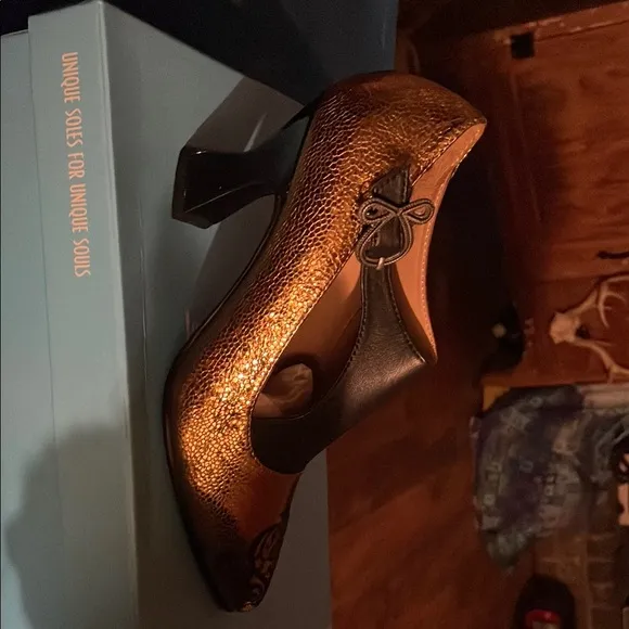 John Fluevog Gold Poser Side Buckle Shoe