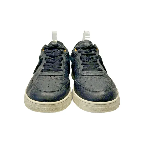 JOHN GEIGER GF-01 Pebbled Leather Chenille Sneakers Shoes Black Mens Sz 12