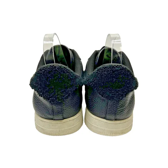 JOHN GEIGER GF-01 Pebbled Leather Chenille Sneakers Shoes Black Mens Sz 12