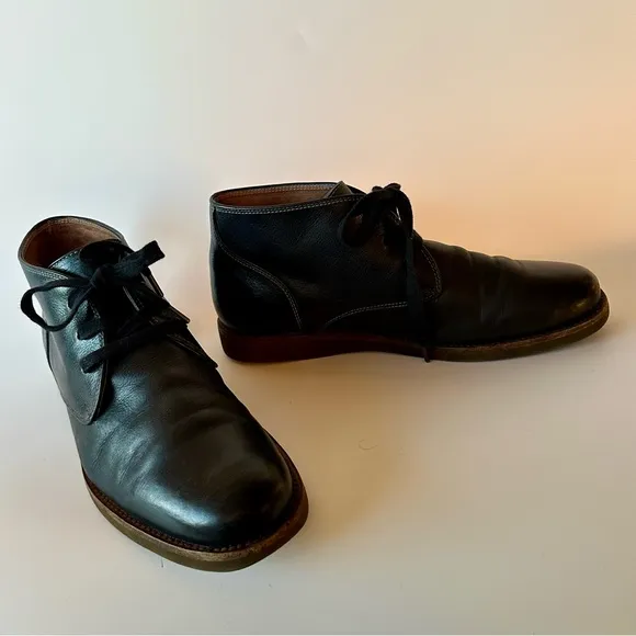 John Varvatos Chukka Black Leather Boots Size 10.5