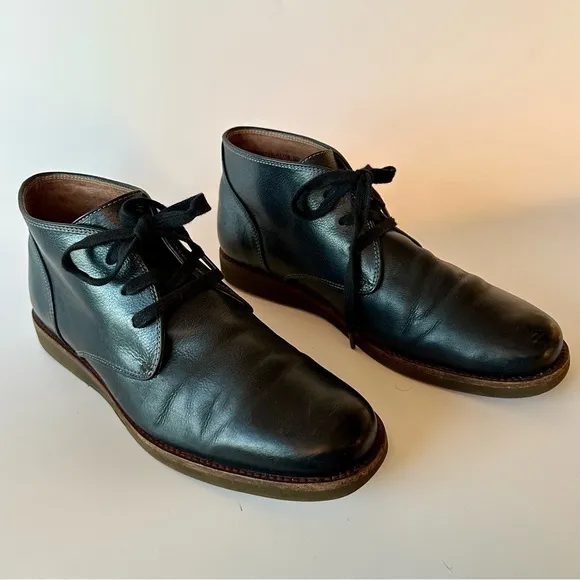 John Varvatos Chukka Black Leather Boots Size 10.5