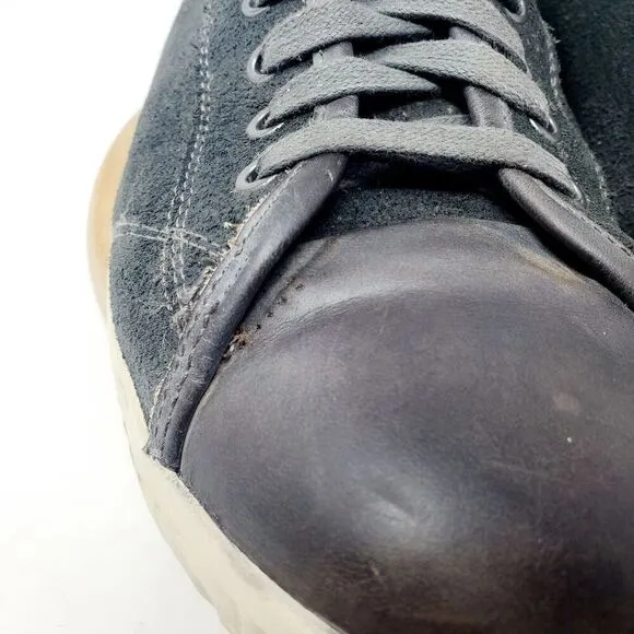 John Varvatos Shoes Mens 10 Hattan Low Lace Up Grey Leather Sneakers