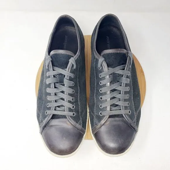 John Varvatos Shoes Mens 10 Hattan Low Lace Up Grey Leather Sneakers