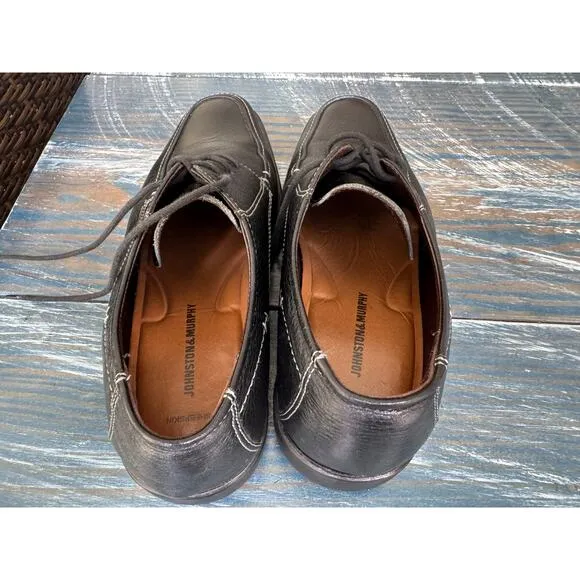 Johnston &amp; Murphy Flex Black Leather Sheepskin Derby men's shoes size 9.5