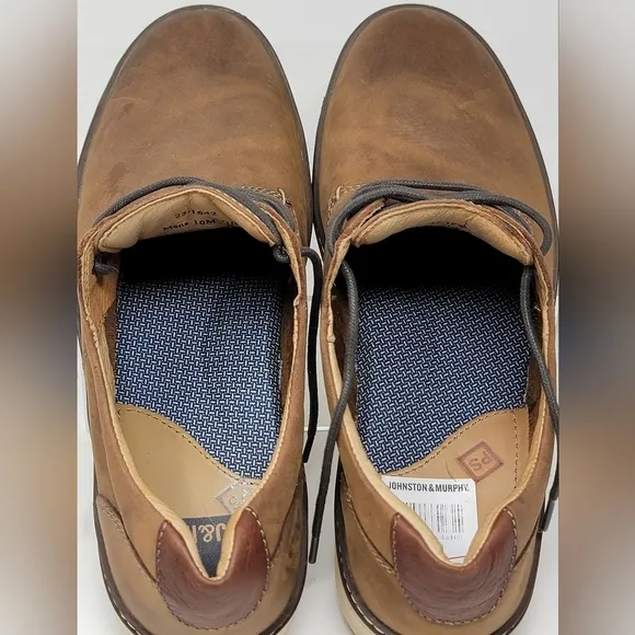 Johnston &amp; Murphy J&amp;M Sheepskin Men Brown Leather Oxford Shoes Size 10 Pre-owned