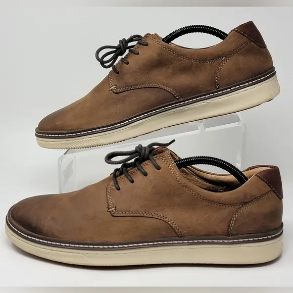 Johnston &amp; Murphy J&amp;M Sheepskin Men Brown Leather Oxford Shoes Size 10 Pre-owned