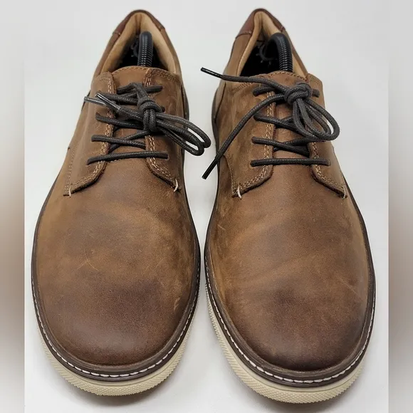 Johnston &amp; Murphy J&amp;M Sheepskin Men Brown Leather Oxford Shoes Size 10 Pre-owned