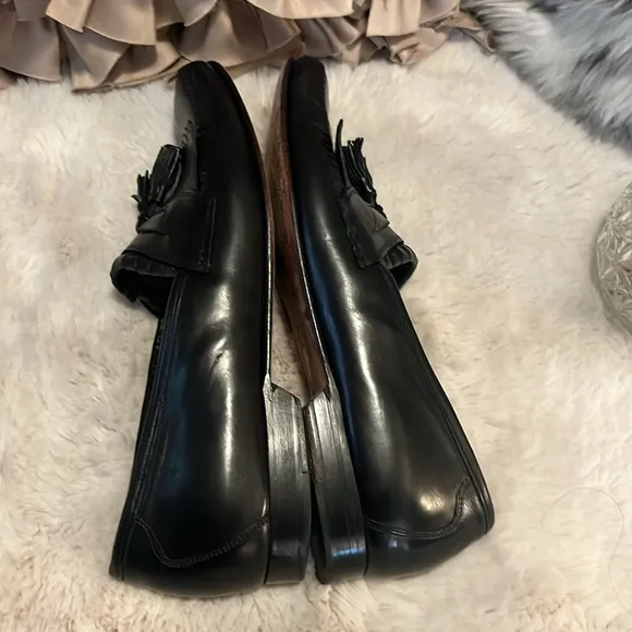 Johnston &amp; Murphy Men’s Black Leather Loafer Slip On Tassel Dress Shoes Sz 9