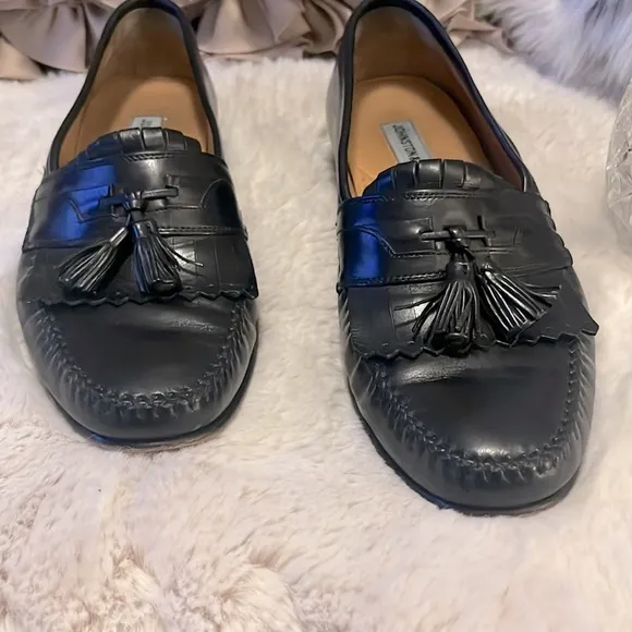 Johnston &amp; Murphy Men’s Black Leather Loafer Slip On Tassel Dress Shoes Sz 9