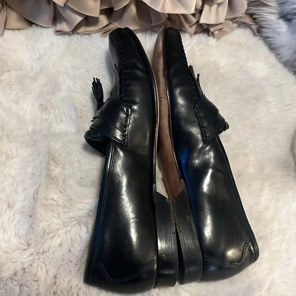 Johnston &amp; Murphy Men’s Black Leather Loafer Slip On Tassel Dress Shoes Sz 9