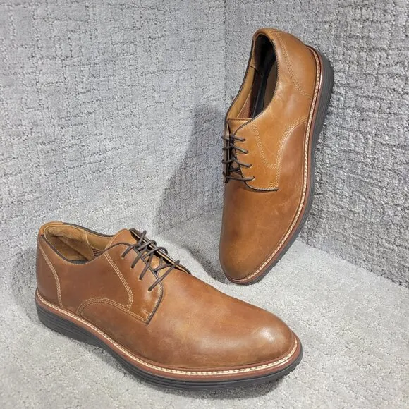 Johnston &amp; Murphy Upton Men's Size 13M Tan Leather Plain Toe Dress Shoes 20-4338