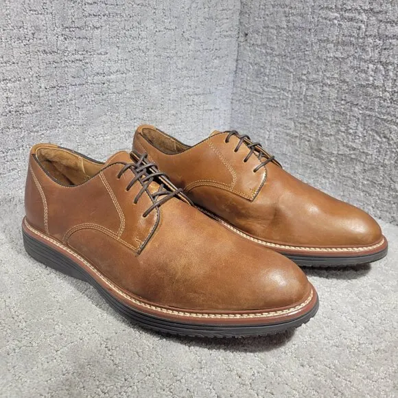 Johnston &amp; Murphy Upton Men's Size 13M Tan Leather Plain Toe Dress Shoes 20-4338