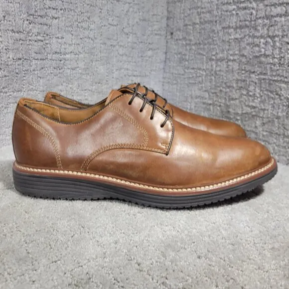 Johnston &amp; Murphy Upton Men's Size 13M Tan Leather Plain Toe Dress Shoes 20-4338