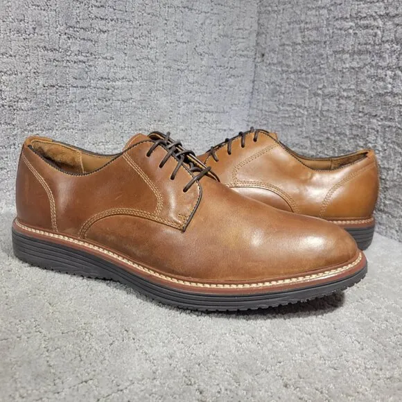 Johnston &amp; Murphy Upton Men's Size 13M Tan Leather Plain Toe Dress Shoes 20-4338
