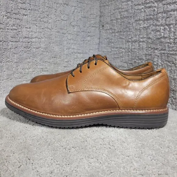 Johnston &amp; Murphy Upton Men's Size 13M Tan Leather Plain Toe Dress Shoes 20-4338