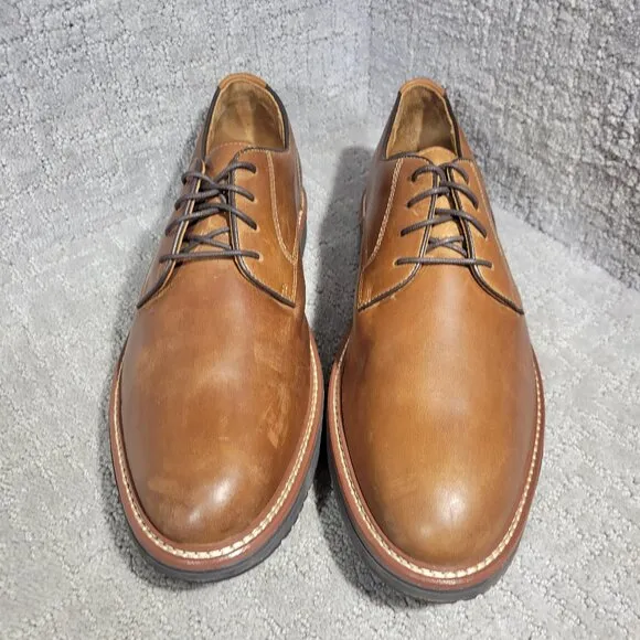 Johnston &amp; Murphy Upton Men's Size 13M Tan Leather Plain Toe Dress Shoes 20-4338