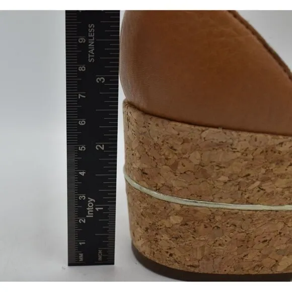 Johnston &amp; Murphy Womens Size 9.5 Gigi Cross Band Tan Leather Platform Sandals
