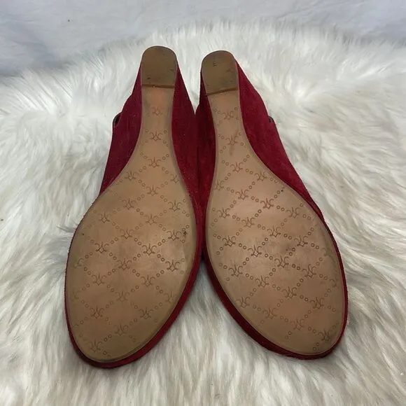 Johnston &amp; Murphy Tori Red Suede Wedge Sandals Sz 7
