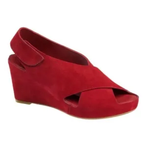 Johnston &amp; Murphy Tori Red Suede Wedge Sandals Sz 7