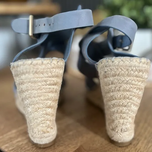 JOIE espadrilles light blue wedges ankle strap sandals