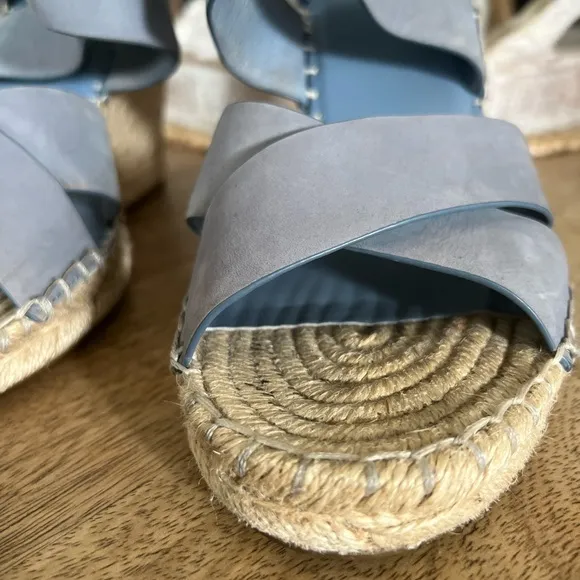 JOIE espadrilles light blue wedges ankle strap sandals