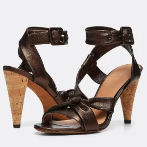 Joie NEW Celyn Brown Leather Open Toe Cork Sandal Heels Size 9.5