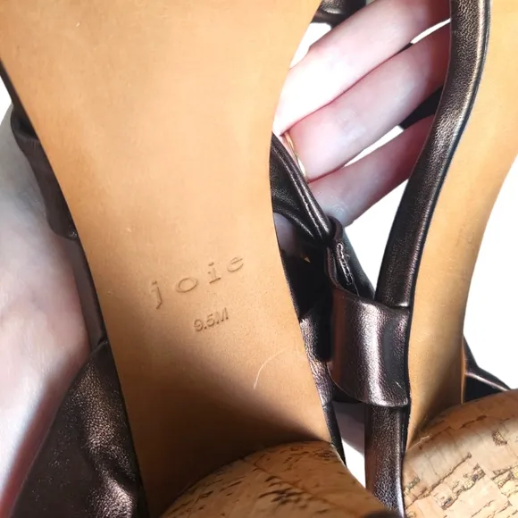 Joie NEW Celyn Brown Leather Open Toe Cork Sandal Heels Size 9.5