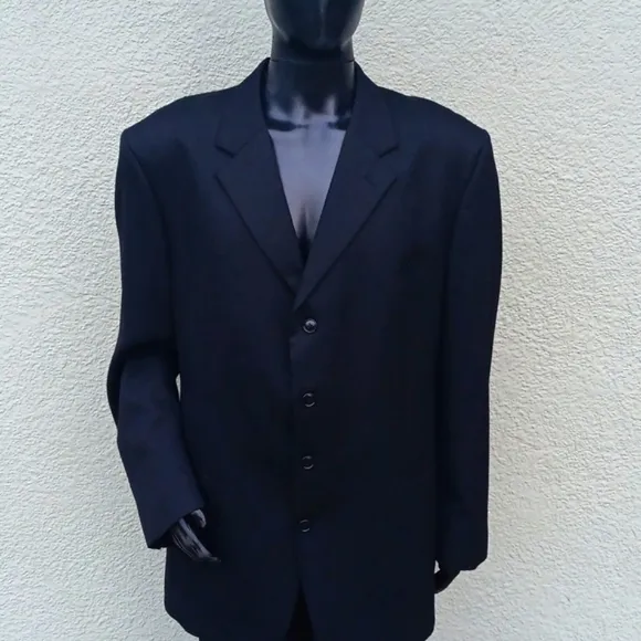JONES NEW YORK MEN'S BLACK WOOL/SILK BLEND (4) BUTTON LUXURY BLAZER