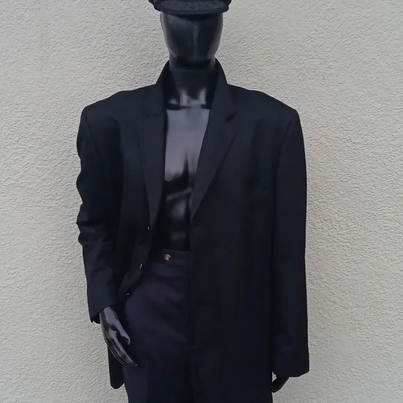 JONES NEW YORK MEN'S BLACK WOOL/SILK BLEND (4) BUTTON LUXURY BLAZER