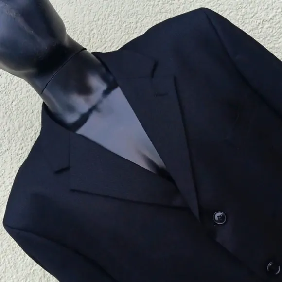 JONES NEW YORK MEN'S BLACK WOOL/SILK BLEND (4) BUTTON LUXURY BLAZER