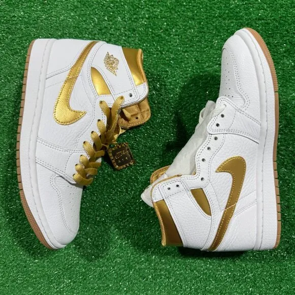 Jordan 1 Retro High OG Mid Womens Basketball Shoes Gold FD2596-107 NEW Multi Sz