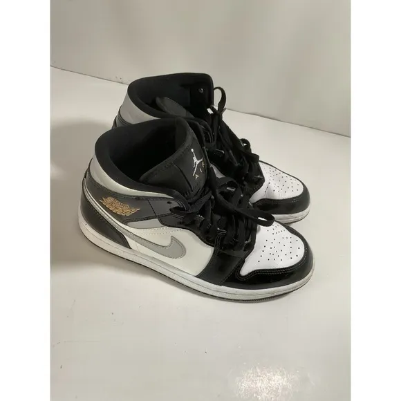 Jordan 1 Retro High OG Panda Black White Silver Sneakers Shoes Mens Size