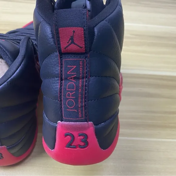 Jordan 12 Retro Flu Game -Men’s Black Red Athletic Shoes Sneakers Preowned
