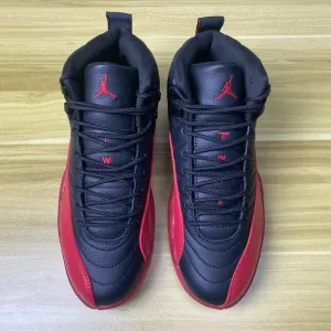 Jordan 12 Retro Flu Game -Men’s Black Red Athletic Shoes Sneakers Preowned