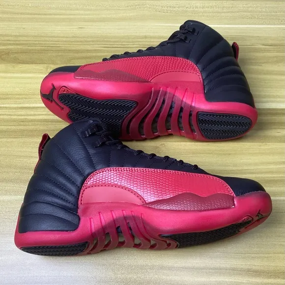 Jordan 12 Retro Flu Game -Men’s Black Red Athletic Shoes Sneakers Preowned
