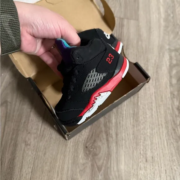 Jordan 5 Retro TD Black and Red Shoes